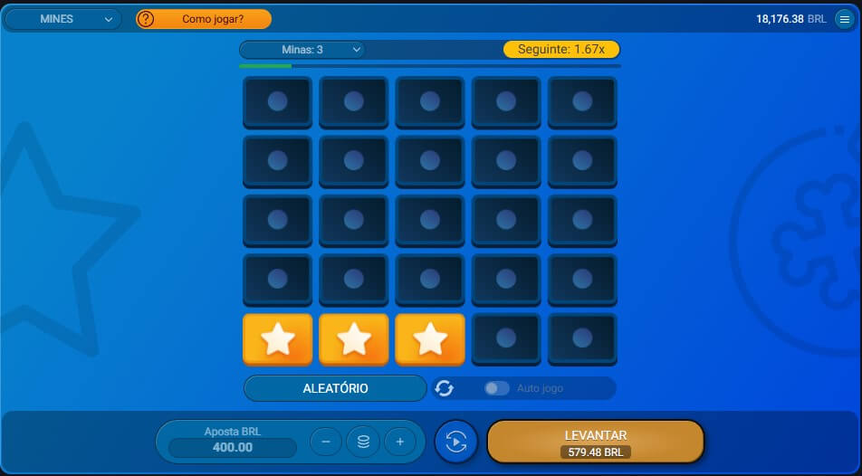 Interface do Jogo Mines Cassino Lottu Bet - Como Jogar